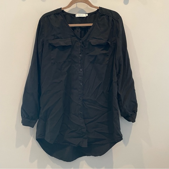 MODODOC Black Collarless Button Down Utility Shirt Large - Picture 4 of 10